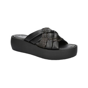 Bella Vita Size 11 Black & Brown Leather Italy Platform Blocky 90's Sandals NIB